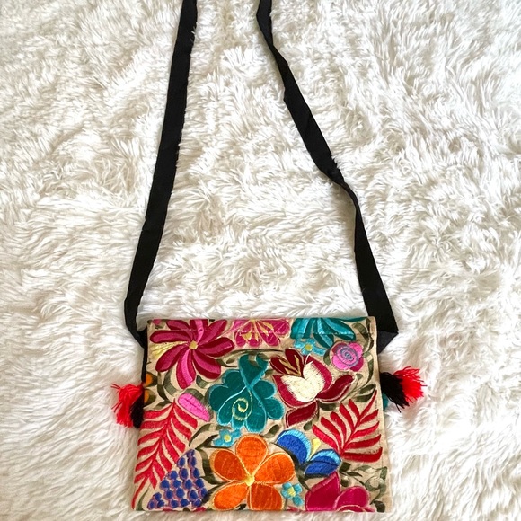 Handmade Mexican Colorful Tassel Crossbody Purse - Picture 2 of 5